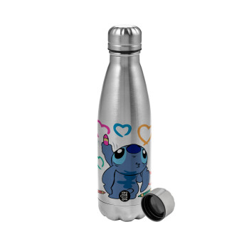 Lilo & Stitch painting, Metallic water bottle, stainless steel, 750ml