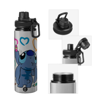 Lilo & Stitch painting, Metallic water bottle with safety cap, 850ml aluminum