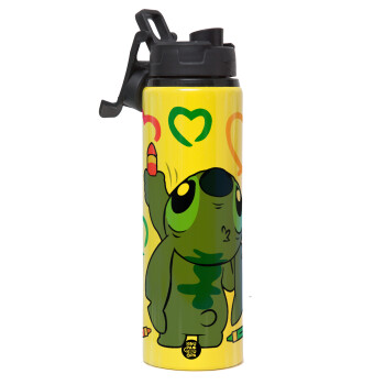 Lilo & Stitch painting, Metallic water bottle with safety lid, 850ml aluminum