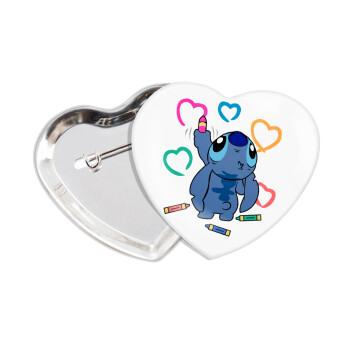 Lilo & Stitch painting, Κονκάρδα παραμάνα καρδιά (57x52mm)