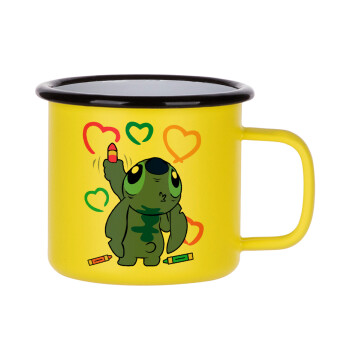 Lilo & Stitch painting, Κούπα Μεταλλική εμαγιέ ΜΑΤ Κίτρινη 360ml