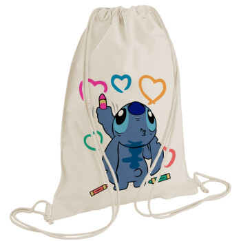 Lilo & Stitch painting, Backpack bag GYMBAG natural (28x40cm)