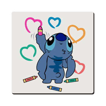 Lilo & Stitch painting, Τετράγωνο μαγνητάκι ξύλινο 6x6cm