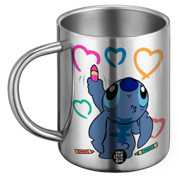 Lilo & Stitch painting, Ανοξείδωτη Μεταλλική Κούπα 450ml - Διπλού Τοιχώματος