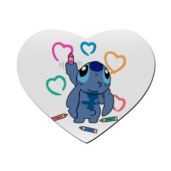 Lilo & Stitch painting, Mousepad heart 23x20cm