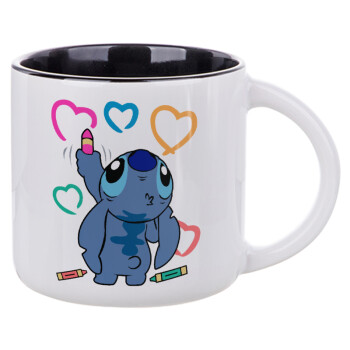 Lilo & Stitch painting, Κούπα κεραμική 400ml Λευκή/Μαύρη