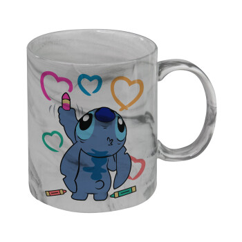 Lilo & Stitch painting, Κούπα κεραμική, marble style (μάρμαρο), 330ml