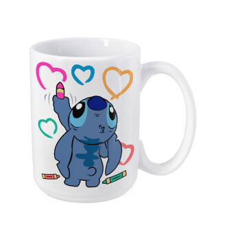Lilo & Stitch painting, Κούπα Mega, κεραμική, 450ml