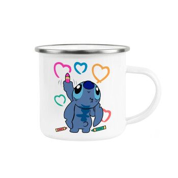 Lilo & Stitch painting, Metallic enamel cup white 360ml