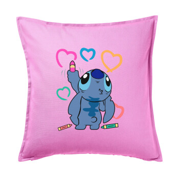 Lilo & Stitch painting, Sofa cushion Pink 50x50cm includes filling