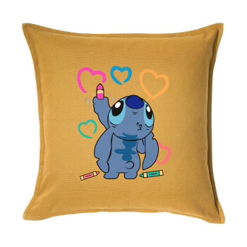 Lilo & Stitch painting, Sofa cushion YELLOW 50x50cm includes filling