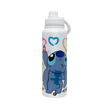 Lilo & Stitch painting, 1L Stainless Steel Thermal Bottle with Phone Holder & Double Wall Insulation