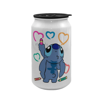 Lilo & Stitch painting, Κούπα ταξιδιού μεταλλική με καπάκι (tin-can) 500ml