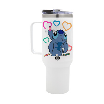 Lilo & Stitch painting, Mega Stainless steel Tumbler with lid, double wall 1,2L