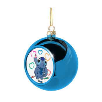 Lilo & Stitch painting, Blue Christmas tree ball ornament 8cm
