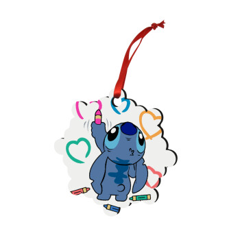 Lilo & Stitch painting, Christmas ornament snowflake wooden 7.5cm