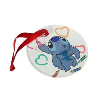 Lilo & Stitch painting, Christmas ornament glass 9cm