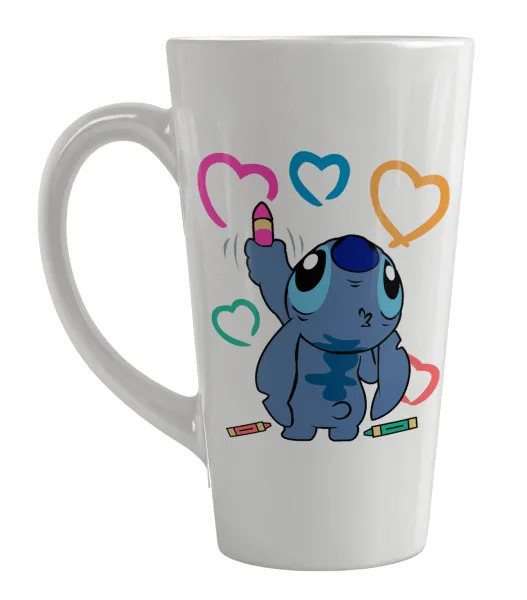 Lilo & Stitch painting — Large tapered latte mug, ceramic, 450ml