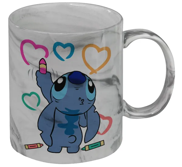 Lilo & Stitch painting — Κούπα κεραμική, marble style (μάρμαρο), 330ml