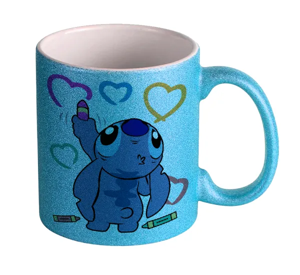 Lilo & Stitch painting — Κούπα Σιέλ Glitter που γυαλίζει, κεραμική, 330ml