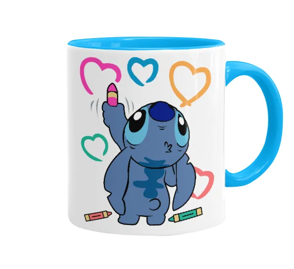 Lilo & Stitch painting — Mug colored light blue, ceramic, 330ml