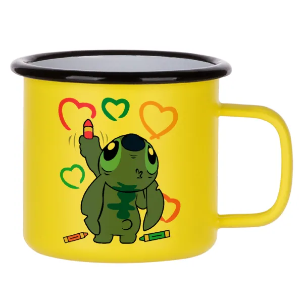 Lilo & Stitch painting — Metallic enamel MATT Yellow cup 360ml