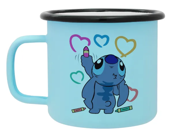 Lilo & Stitch painting — Κούπα Μεταλλική εμαγιέ ΜΑΤ σιέλ 360ml