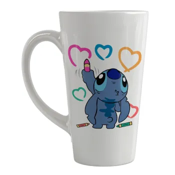 Lilo & Stitch painting, Κούπα κωνική Latte Μεγάλη, κεραμική, 450ml