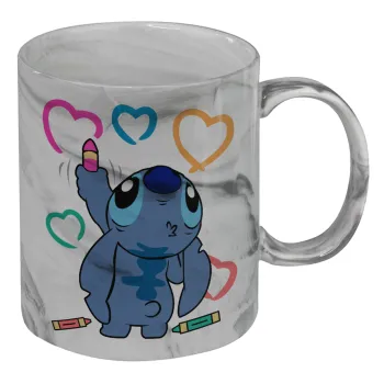 Lilo & Stitch painting, Mug ceramic marble style, 330ml