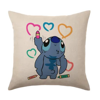 Lilo & Stitch painting, Μαξιλάρι καναπέ ΛΙΝΟ 40x40cm περιέχεται το  γέμισμα