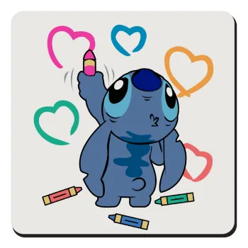 Lilo & Stitch painting, Τετράγωνο μαγνητάκι ξύλινο 9x9cm