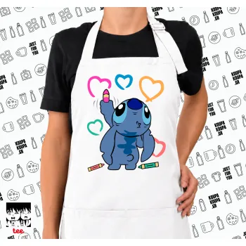 Lilo & Stitch painting, Ποδιά μακριά Σεφ ολόσωμη με τσέπες white (ΕΝΗΛΙΚΩΝ)