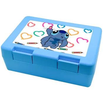 Lilo & Stitch painting, Children's cookie container LIGHT BLUE 185x128x65mm (BPA free plastic)