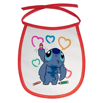 Lilo & Stitch painting, Σαλιάρα μωρού αλέκιαστη με κορδόνι Κόκκινη
