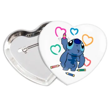 Lilo & Stitch painting, Κονκάρδα παραμάνα καρδιά (57x52mm)