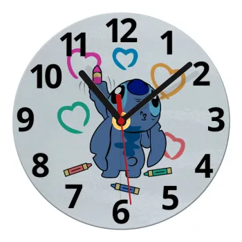 Lilo & Stitch painting, Ρολόι τοίχου γυάλινο (20cm)