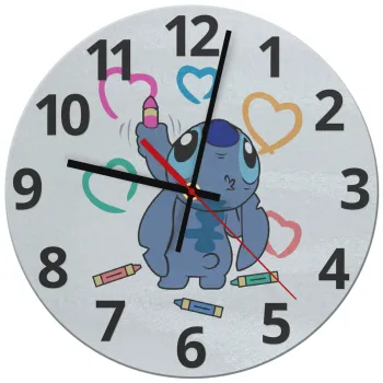 Lilo & Stitch painting, Ρολόι τοίχου γυάλινο (30cm)
