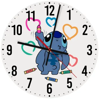 Lilo & Stitch painting, Ρολόι τοίχου ξύλινο (30cm)