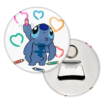 Lilo & Stitch painting, Μαγνητάκι και ανοιχτήρι μπύρας στρογγυλό διάστασης 5,9cm