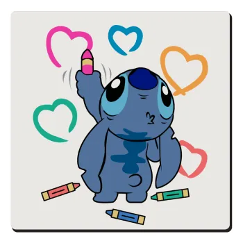 Lilo & Stitch painting, Τετράγωνο μαγνητάκι ξύλινο 6x6cm