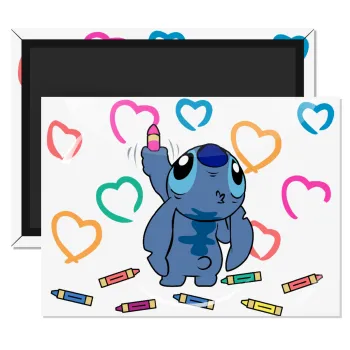 Lilo & Stitch painting, Ορθογώνιο μαγνητάκι ψυγείου διάστασης 9x6cm