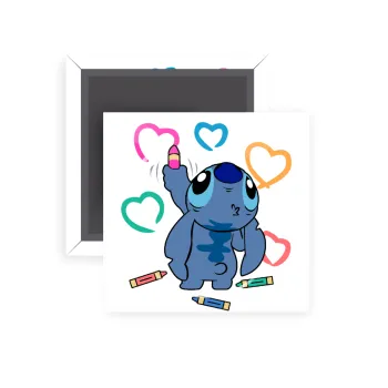 Lilo & Stitch painting, Μαγνητάκι ψυγείου τετράγωνο διάστασης 5x5cm