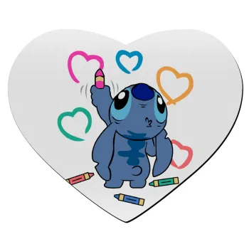 Lilo & Stitch painting, Mousepad heart 23x20cm