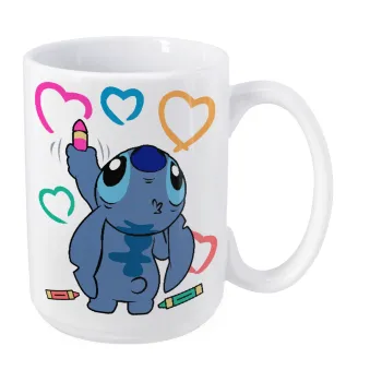 Lilo & Stitch painting, Κούπα Mega, κεραμική, 450ml
