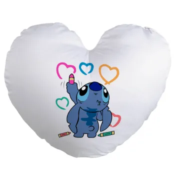 Lilo & Stitch painting, Μαξιλάρι καναπέ καρδιά 40x40cm περιέχεται το  γέμισμα