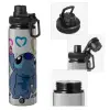 Metallic water bottle with safety cap, 850ml aluminum