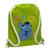 Backpack bag GYMBAG LIME GREEN, with pocket (40x48cm) & thick cords