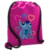 Backpack pouch GYMBAG Fuchsia, with pocket (40x48cm) & thick cords