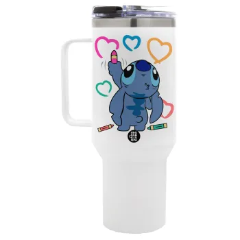 Lilo & Stitch painting, Mega Stainless steel Tumbler with lid, double wall 1,2L