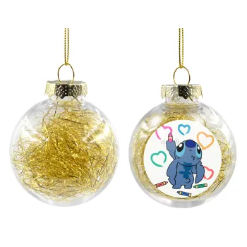 Lilo & Stitch painting, Στολίδι Χριστουγεννιάτικη μπάλα δένδρου διάφανη με χρυσό γέμισμα 8cm